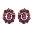 18K Yellow Gold Plated 3.84 Carat Genuine Amethyst .925 Sterling Silver Earrings