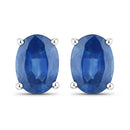 1.90 Carat Genuine Blue Sapphire 14K White Gold Earrings