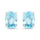 2.40 Carat Genuine Blue Zircon .925 Sterling Silver Earrings
