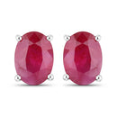 1.70 Carat Genuine Ruby 14K White Gold Earrings
