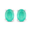 1.44 Carat Genuine Zambian Emerald 10K White Gold Earrings