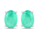 1.44 Carat Genuine Zambian Emerald 14K White Gold Earrings