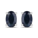 0.96 Carat Genuine Blue Sapphire 10K White Gold Earrings