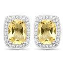 2.81 Carat Genuine Citrine and White Topaz .925 Sterling Silver Earrings