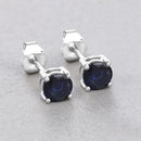1.30 Carat Genuine Blue Sapphire 10K White Gold Earrings
