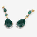 22.70 Carat Dyed Emerald and White Topaz .925 Sterling Silver Earrings
