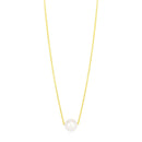 14k Yellow Gold Pearl Solitaire Necklace