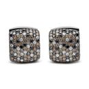 Black Rhodium Plated 18K White Gold 12 5/8 Cttw Multi Color Diamond Square Domed Huggie Hoop Earrings (Brown, Black, G-H Color, SI1-SI2 Clarity)