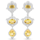 6.63 Carat Genuine Citrine and White Topaz .925 Sterling Silver Earrings