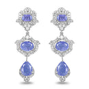 7.73 Carat Genuine Tanzanite and White Topaz .925 Sterling Silver Earrings