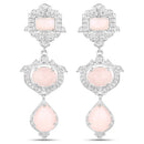 6.97 Carat Genuine Pink Opal and White Topaz .925 Sterling Silver Earrings