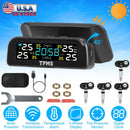 Wireless Solar Car Tire Pressure Monitoring System Auto Tire Pressure Monitor with Built-in Sensors Temperature Alarm for Car SUV Sedan RV