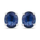 0.68 Carat Genuine Blue Sapphire 14K White Gold Earrings