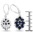 3.94 Carat Blue Sapphire and White Zircon .925 Sterling Silver Earrings