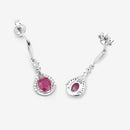 0.70 Carat Genuine Ruby and White Diamond 14K White Gold Earrings