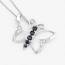 0.56 Carat Genuine Blue Sapphire and White Zircon .925 Sterling Silver Necklace