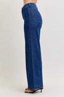 Judy Blue High-Waisted Retro Wide Jeans with Patch Pkts & Twisted Seams