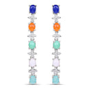 4.40 Carat Genuine Multi Stone .925 Sterling Silver Earrings