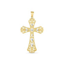 14k Two Tone Gold High Polish Diamond Cut Cross Pendant