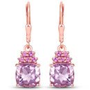 4.90 Carat Genuine Pink Amethyst and Rhodolite .925 Sterling Silver Earrings