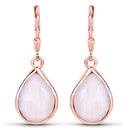 18K Rose Gold Plated 7.60 Carat Genuine Pink Opal .925 Sterling Silver Earrings