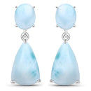 11.54 Carat Genuine Larimar .925 Sterling Silver Earrings