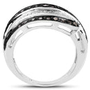 0.80 Carat Genuine Brown Diamond and White Diamond .925 Sterling Silver Ring
