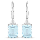 7.91 Carat Genuine Blue Topaz and White Topaz .925 Sterling Silver Earrings