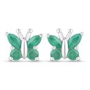 0.88 Carat Genuine Emerald .925 Sterling Silver Earrings