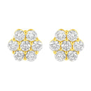 14K Yellow Gold 1/2 Cttw Brilliant Round Cut Diamond Floral Cluster Stud Earrings with Pushbacks (J-K Color, VS2-SI1 Clarity)
