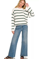 Zenana Wool Blend Striped Sweater