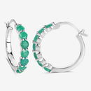 2.38 Carat Genuine Emerald .925 Sterling Silver Earrings
