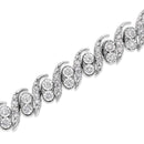 .925 Sterling Silver 2.0 Cttw Round-Cut Diamond "S" Link Bracelet (I-J Color, I3 Clarity) - 7.25"