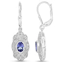 1.12 Carat Genuine Tanzanite and White Topaz .925 Sterling Silver Earrings