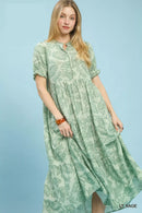Umgee Paisley Print Tiered Midi Dress