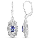 1.12 Carat Genuine Tanzanite and White Topaz .925 Sterling Silver Earrings