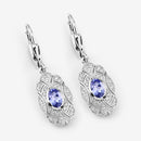 1.12 Carat Genuine Tanzanite and White Topaz .925 Sterling Silver Earrings