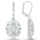 2.93 Carat Genuine Aquamarine and White Topaz .925 Sterling Silver Earrings