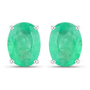 2.40 Carat Genuine Zambian Emerald 10K White Gold Earrings