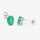 2.40 Carat Genuine Zambian Emerald 10K White Gold Earrings