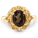 4.00 Carat Genuine Smoky Quartz and Citrine .925 Sterling Silver Ring