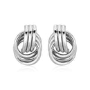 Polished Love Knot Earrings with Interlocking Rings in Sterling Silver