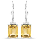 5.63 Carat Genuine Citrine and White Topaz .925 Sterling Silver Earrings