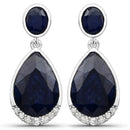 7.90 Carat Dyed Sapphire and White Diamond .925 Sterling Silver Earrings