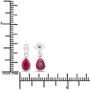 1.65 Carat Genuine Ruby and White Diamond 10K White Gold Earrings