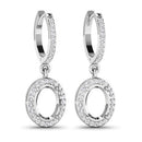 0.32 Carat Genuine White Diamond 14K White Gold Semi Mount Earrings - holds 8x6mm Oval Gemstones