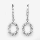 0.32 Carat Genuine White Diamond 14K White Gold Semi Mount Earrings - holds 8x6mm Oval Gemstones
