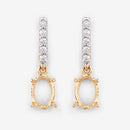 0.14 Carat Genuine White Diamond 14K Yellow Gold Semi Mount Earrings - holds 7x5mm Oval Gemstones