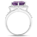 2.82 Carat Genuine Amethyst and White Topaz .925 Sterling Silver Ring