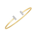 14k Two Tone Gold Diamond Tee Bar Bangle (2.00 mm)